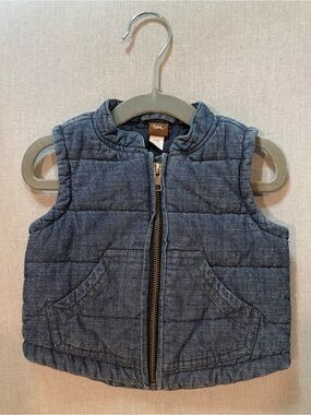 Tea Collection Baby Quilted Denim-Look Puffer Vest - Blue